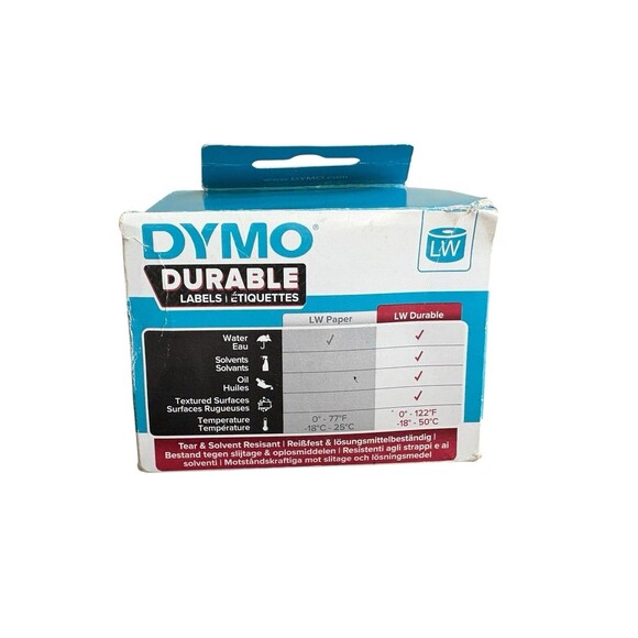 Dymo 1933081 Lw Durable 3/4” X 2.5” White Poly Labels 700 Labels New Open Box - Picture 3 of 7
